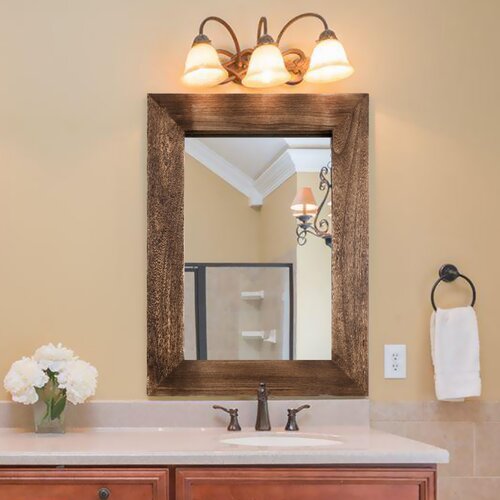 Loon Peak® Natural Wood Hanging Mirror For Bathroom, Rustic Farmhouse